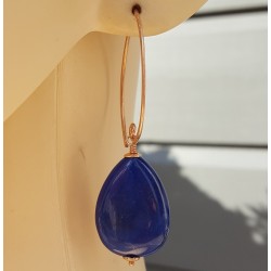 Oorbellen met gladde blauwe Jade