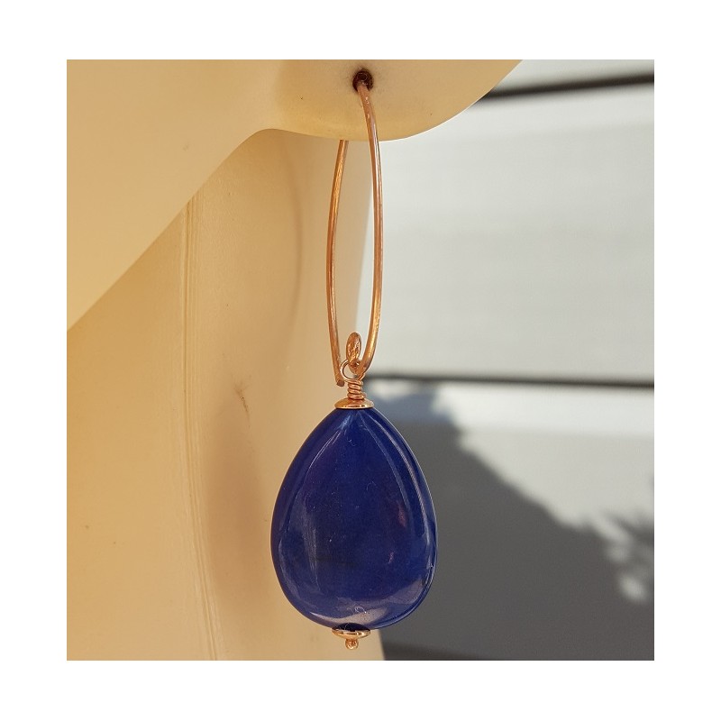 Oorbellen met gladde blauwe Jade