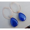 Oorbellen met gladde blauwe Jade