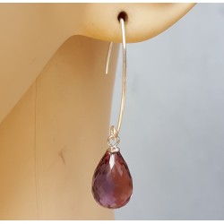 Zilveren oorbellen met Amethist quartz briolet