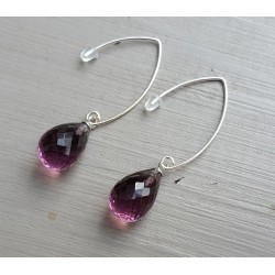 Zilveren oorbellen met Amethist quartz briolet