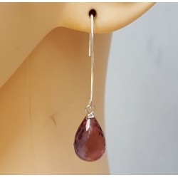 Zilveren oorbellen met Amethist quartz briolet