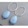 Oorbellen met gladde licht blauwe Jade