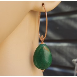 Oorbellen met gladde groene Jade