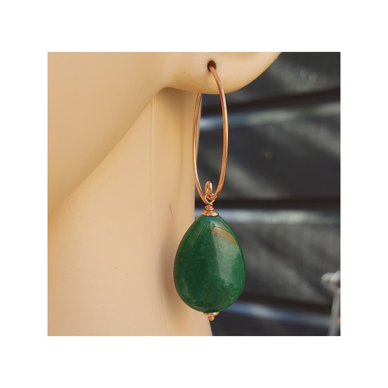 Oorbellen met gladde groene Jade
