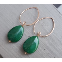 Oorbellen met gladde groene Jade