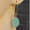 Oorbellen met facet mint groene Jade