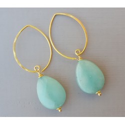 Oorbellen met facet mint groene Jade
