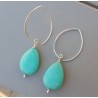 Oorbellen met gladde mint groene Jade