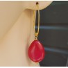 Oorbellen met gladde fuchsia roze Jade