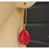 Oorbellen met gladde fuchsia roze Jade