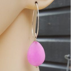 Oorbellen met facet licht roze Jade