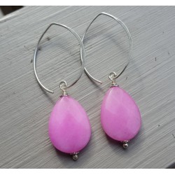 Oorbellen met facet licht roze Jade