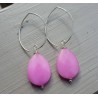 Oorbellen met facet licht roze Jade