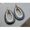 Creolen druppel hanger zwarte Buffelhoorn gouden binnenkant