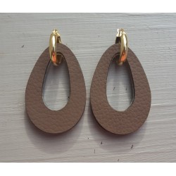 Creolen met Buffelhoorn hanger dubbel wear zwart / bruin leer
