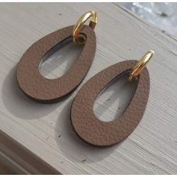 Creolen met Buffelhoorn hanger dubbel wear zwart / bruin leer