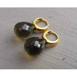 Creolen met groene Amethist quartz briolet