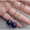 Lange oorbellen met grote Saffier blauwe quartz briolet