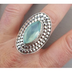 Zilveren ring met marquise aqua Chalcedoon verstelbaar