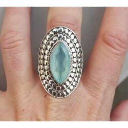 Zilveren ring met marquise aqua Chalcedoon verstelbaar