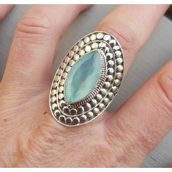 Zilveren ring met marquise aqua Chalcedoon verstelbaar