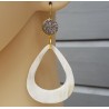 Vergulde oorbellen druzy Titanium en Buffelhoorn druppel