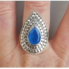 Zilveren ring druppelvormige blauw Chalcedony verstelbaar