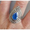 Zilveren ring druppelvormige blauw Chalcedony verstelbaar