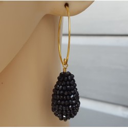 Oorbellen met druppel van zwarte Onyx steentjes