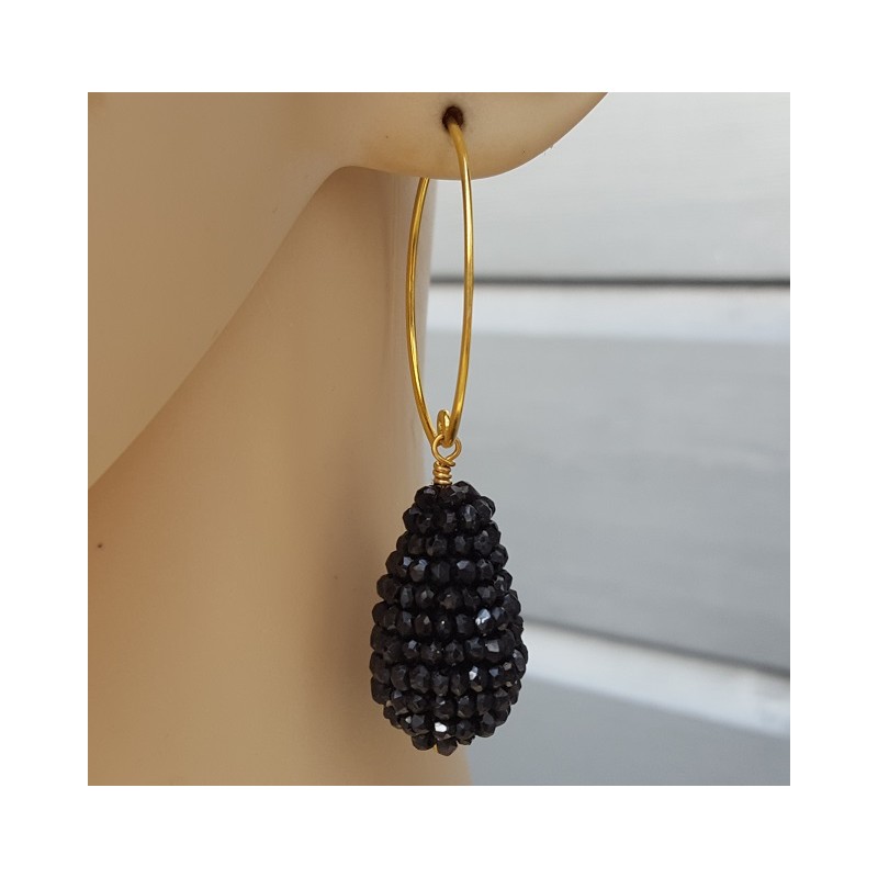Oorbellen met druppel van zwarte Onyx steentjes