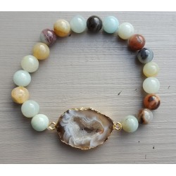 Armband met Geode Agaat en Amazoniet