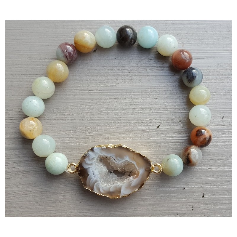 Armband met Geode Agaat en Amazoniet