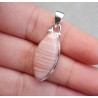 Zilveren hanger gezet met marquise cabochon roze Opaal