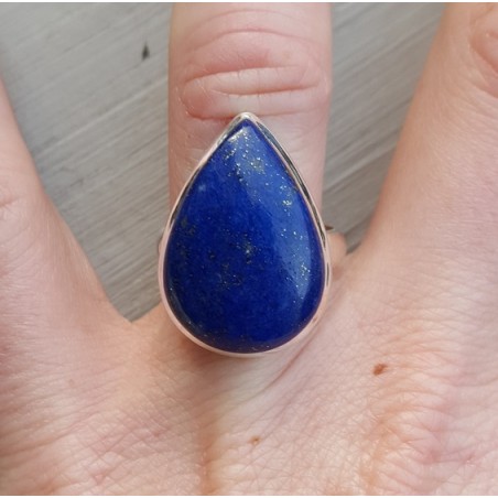 Zilveren ring met druppelvormige Lapis Lazuli maat 17.3
