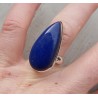 Zilveren ring met smalle druppelvormige Lapis Lazuli 17 mm