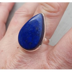 Zilveren ring met brede druppelvormige Lapis Lazuli 17.7