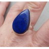 Zilveren ring met brede druppelvormige Lapis Lazuli 17.7