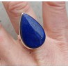 Zilveren ring met brede druppelvormige Lapis Lazuli 17.7