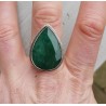 Zilveren ring met druppelvormige Emerald 19 mm