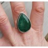 Zilveren ring met druppelvormige Emerald 19 mm