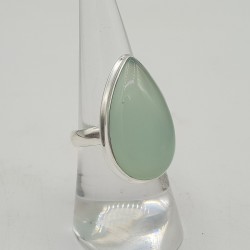Zilveren ring gezet met aqua Chalcedoon 18 mm