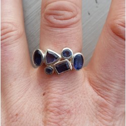 Zilveren ring gezet met Ioliet 16.5 mm