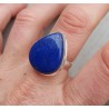 Zilveren ring met brede druppelvormige Lapis Lazuli 18
