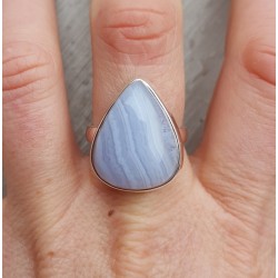 Zilveren ring gezet met blauw Lace Agaat maat 18.5