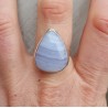 Zilveren ring gezet met blauw Lace Agaat maat 18