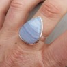 Zilveren ring gezet met blauw Lace Agaat maat 18