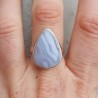 Zilveren ring gezet met blauw Lace Agaat 19