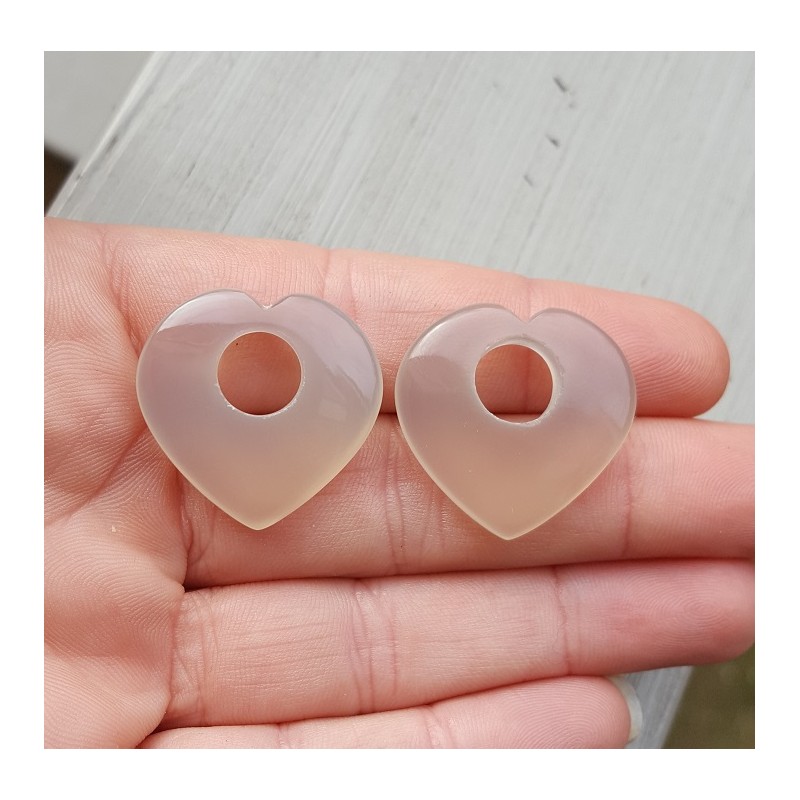 Creool hanger set hart van grijze Chalcedoon