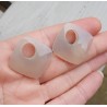 Creool hanger set vierkante grijze Chalcedoon